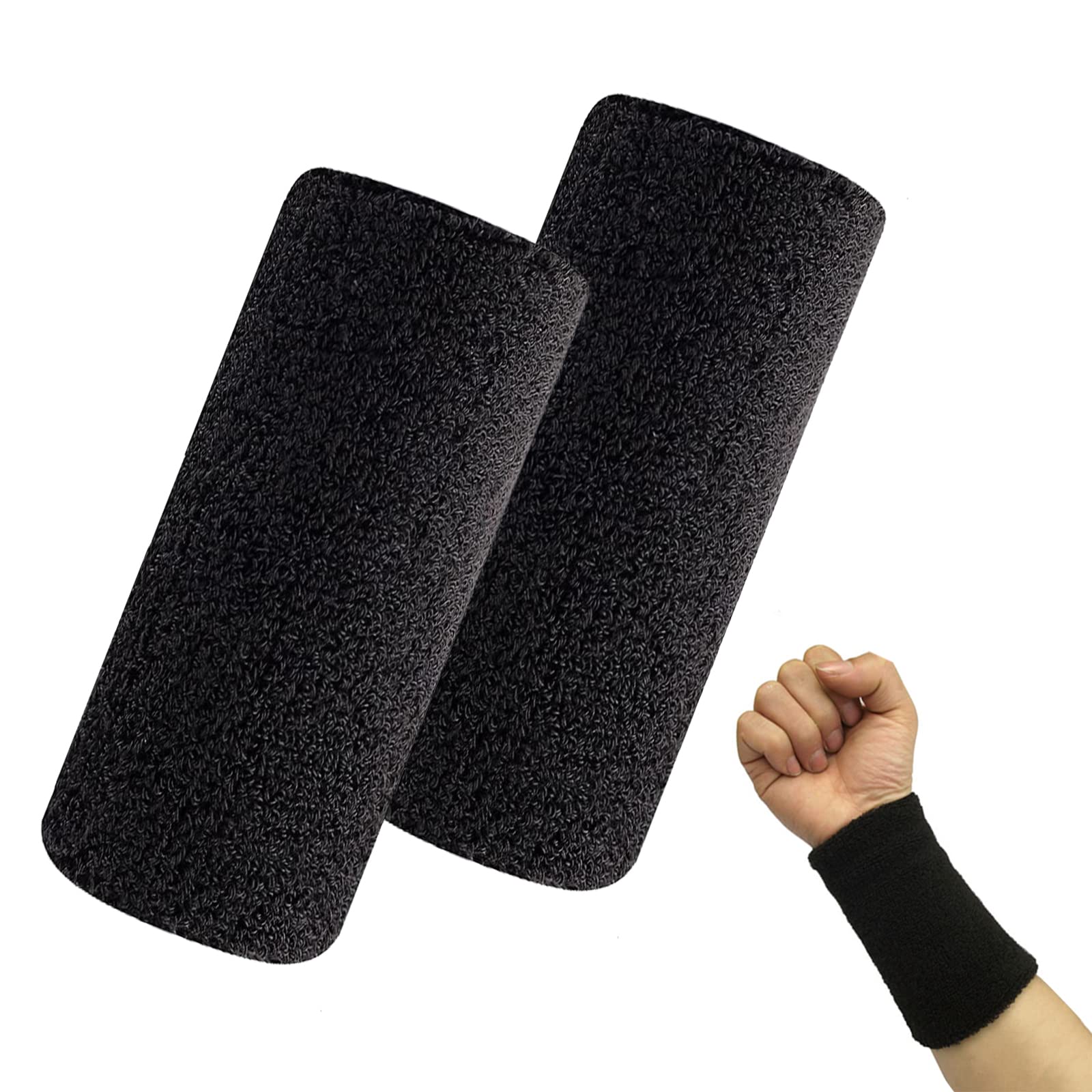 Polsino Sportivo Elastici, Fasce da Polso Bande, Sport Sweatband Uomo Donna, Morbido Addensato per Basket Palestra fitness Ginnastica Tennis, 15X8cm