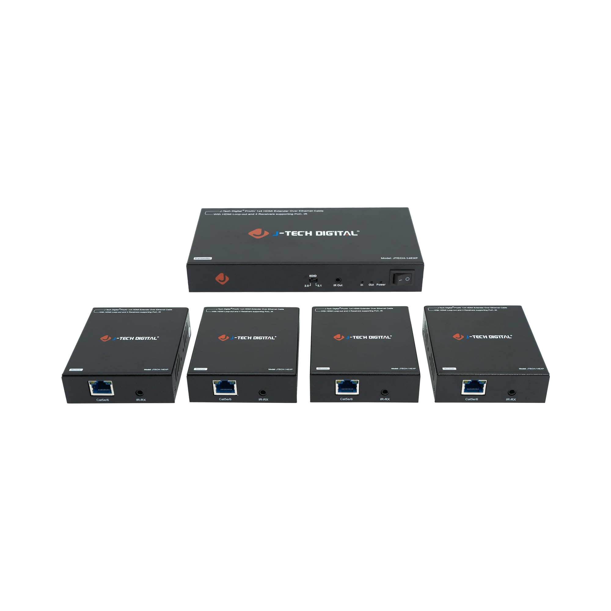 J-tech Digital 1x4 HDMI Extender Splitter Combo 50m