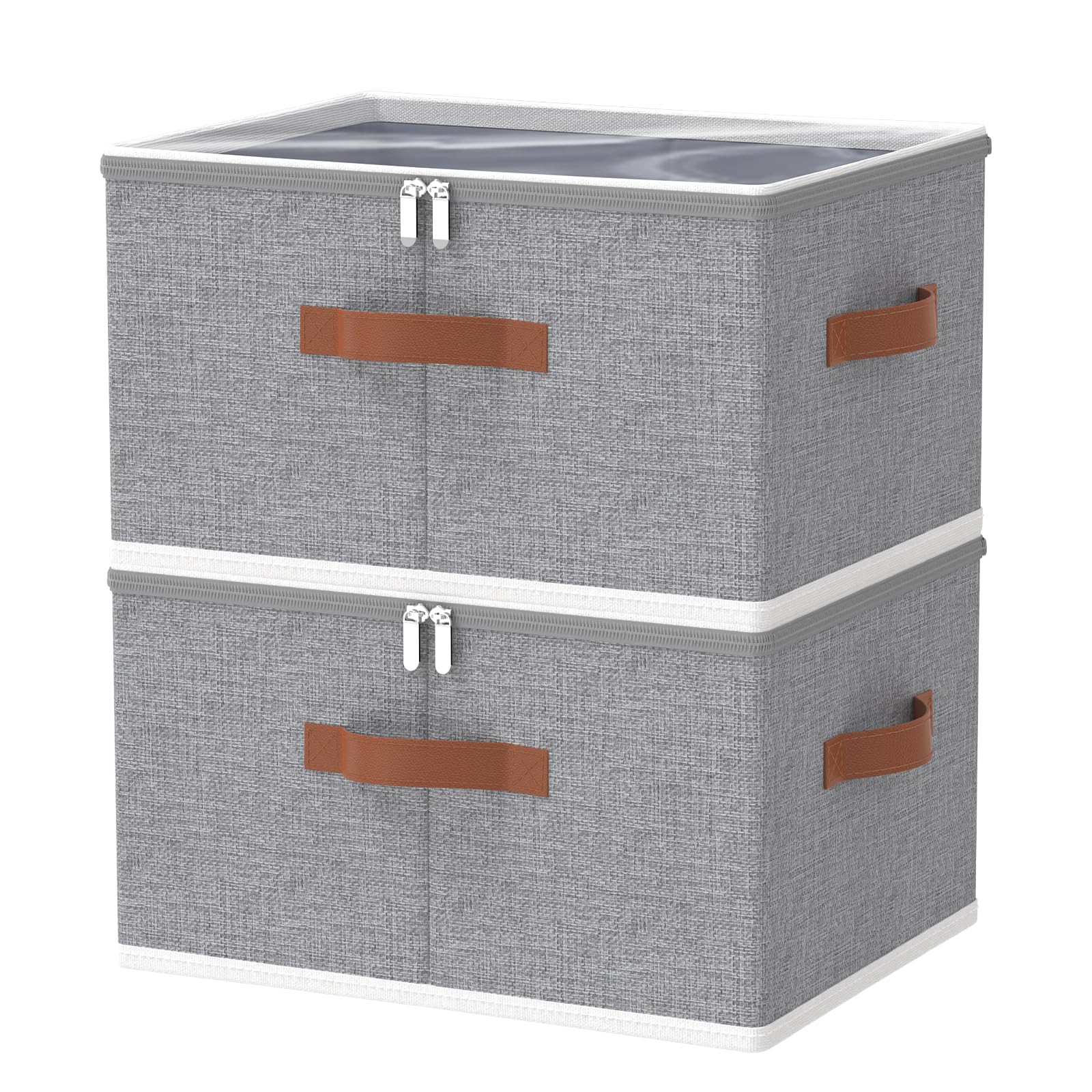 Outbros Set 2 Scatole Portaoggetti Pieghevoli 45x35x25 cm, Grigio