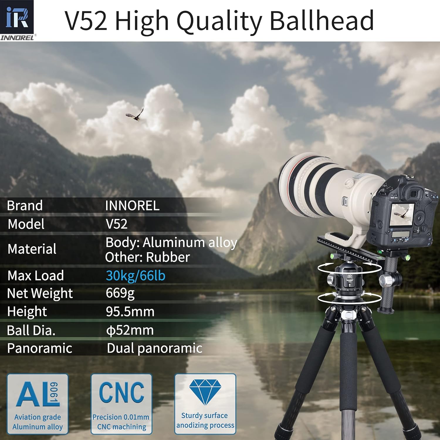 Innorel V52 - Testa a sfera a basso profilo φ52mm - immagine 2