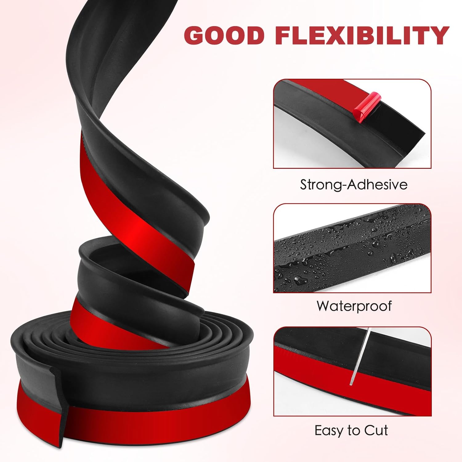 Guarnizione porta garage adesiva universale guarnizione soglia porta garage con chiodi (12m, Gomma espansa) - immagine 2