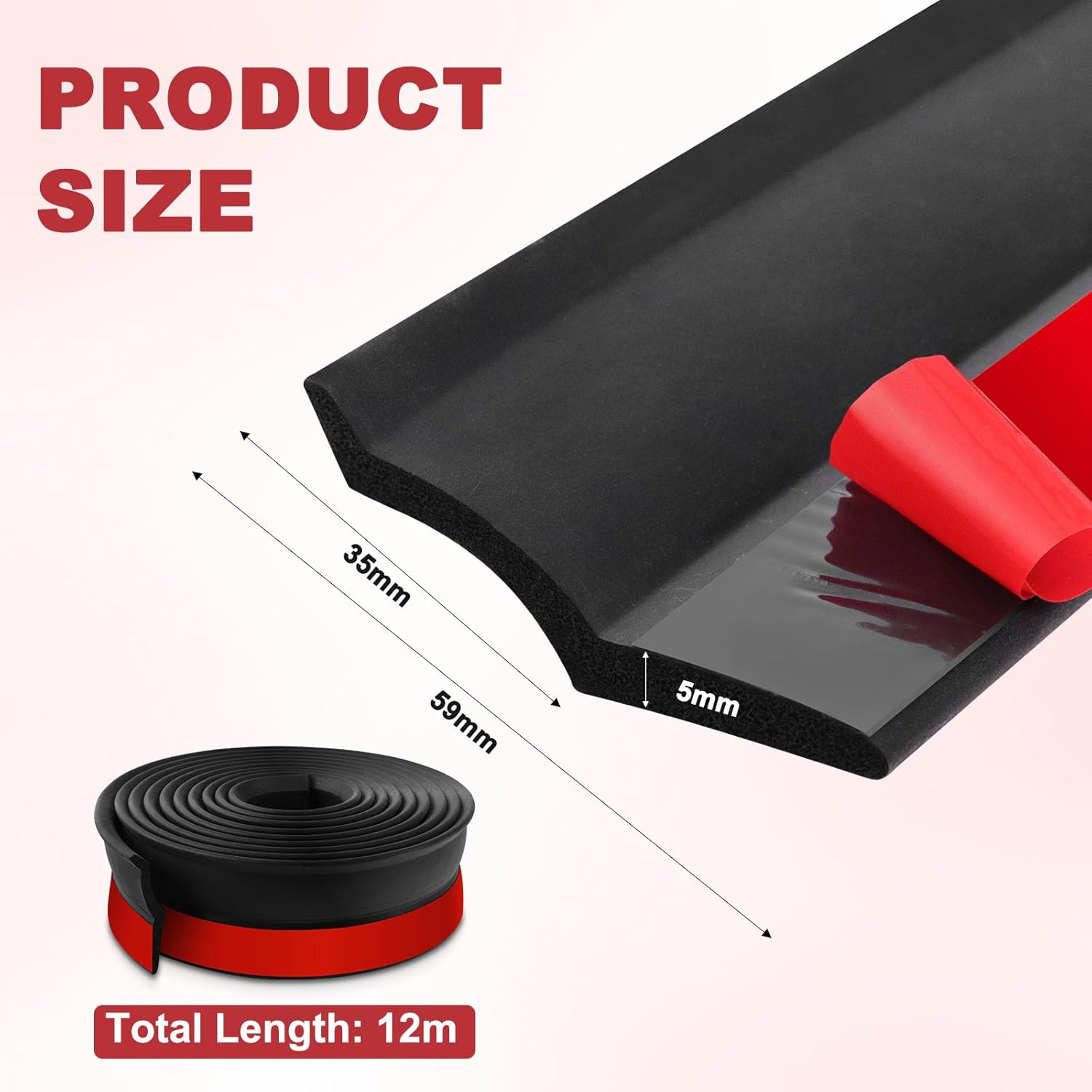 Guarnizione porta garage adesiva universale guarnizione soglia porta garage con chiodi (12m, Gomma espansa) - immagine 3