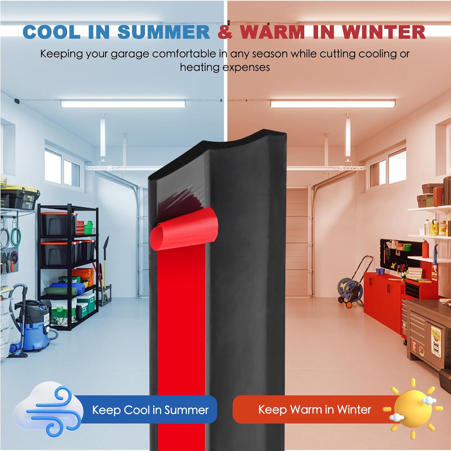 Guarnizione porta garage adesiva universale guarnizione soglia porta garage con chiodi (12m, Gomma espansa) - immagine 4