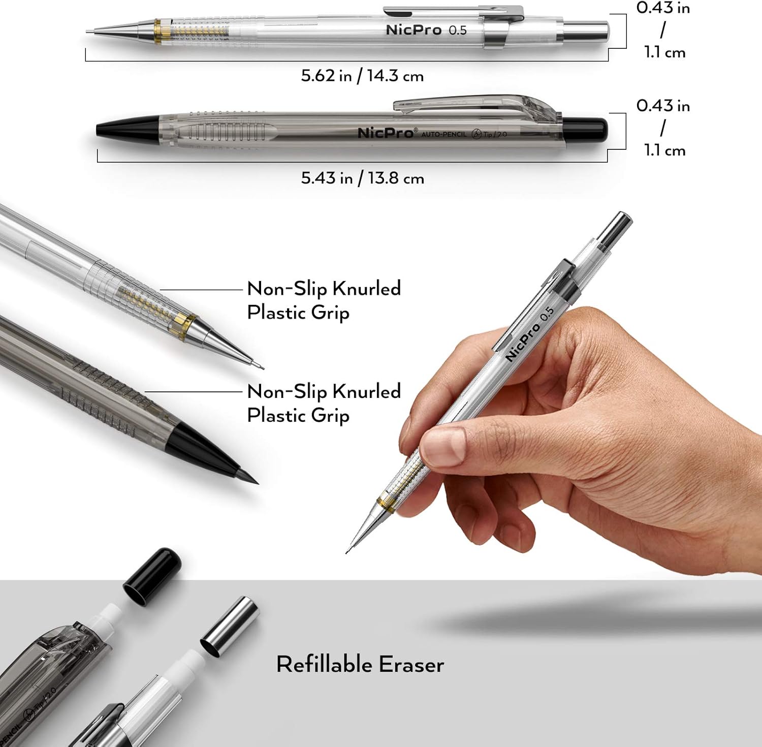 Nicpro Set 6 Matite Meccaniche con Astuccio e Mine - immagine 2