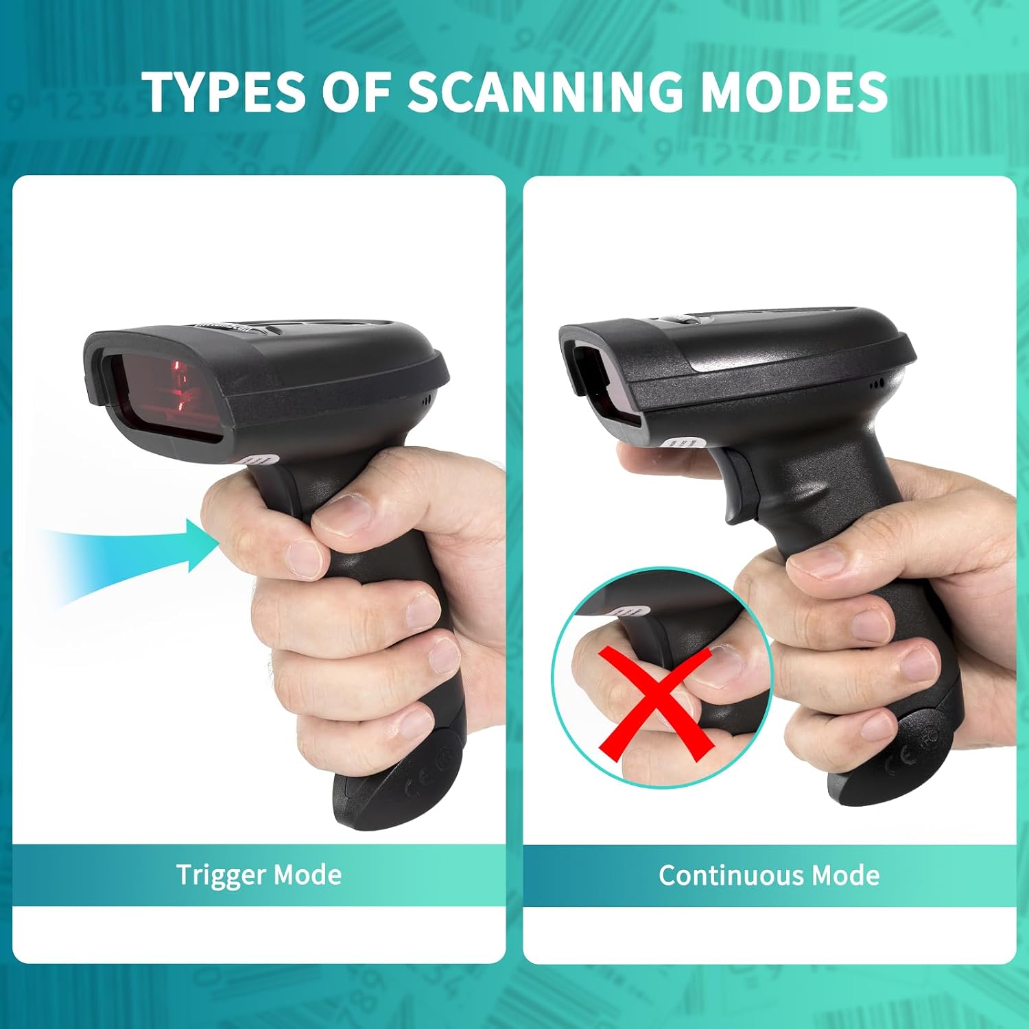 NetumScan Wireless Barcode Scanner 2 in 1 (2.4G Wireless & USB Wired ...