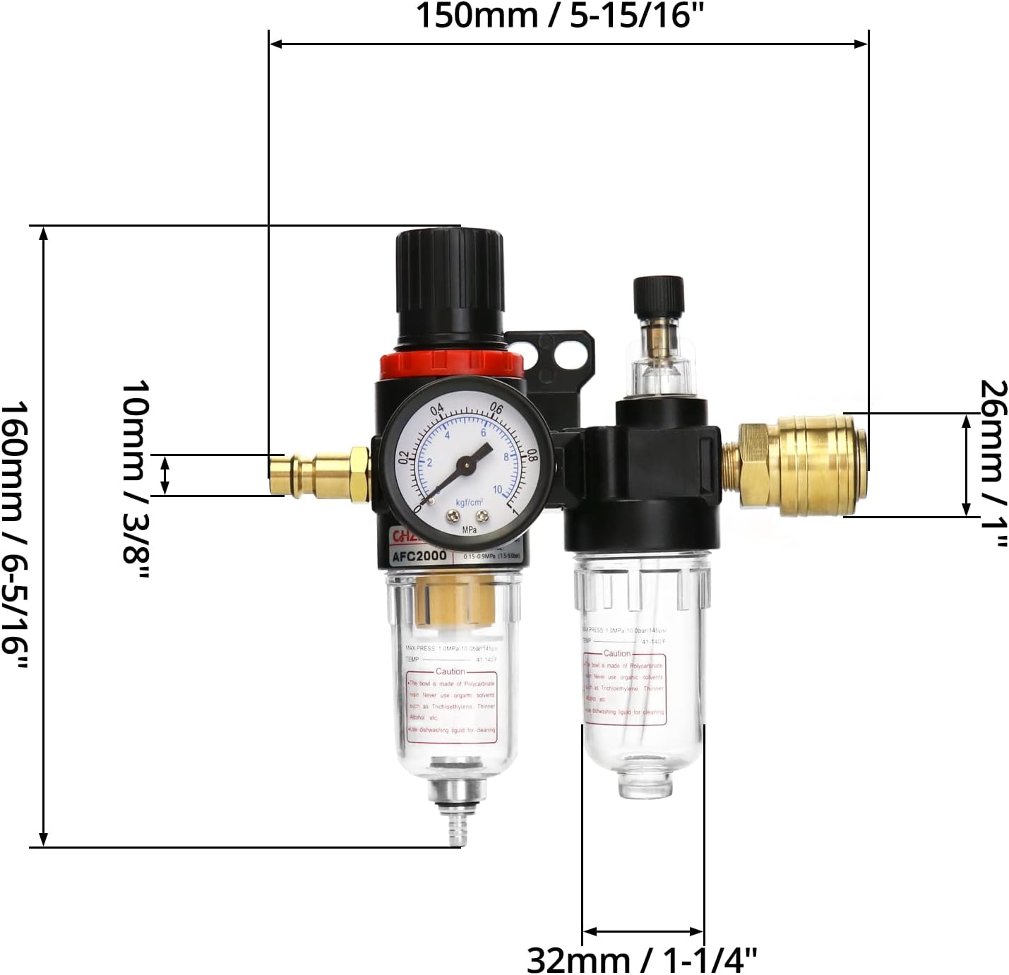 Qwork® Regolatore Pressione Compressore 1/4" - immagine 6