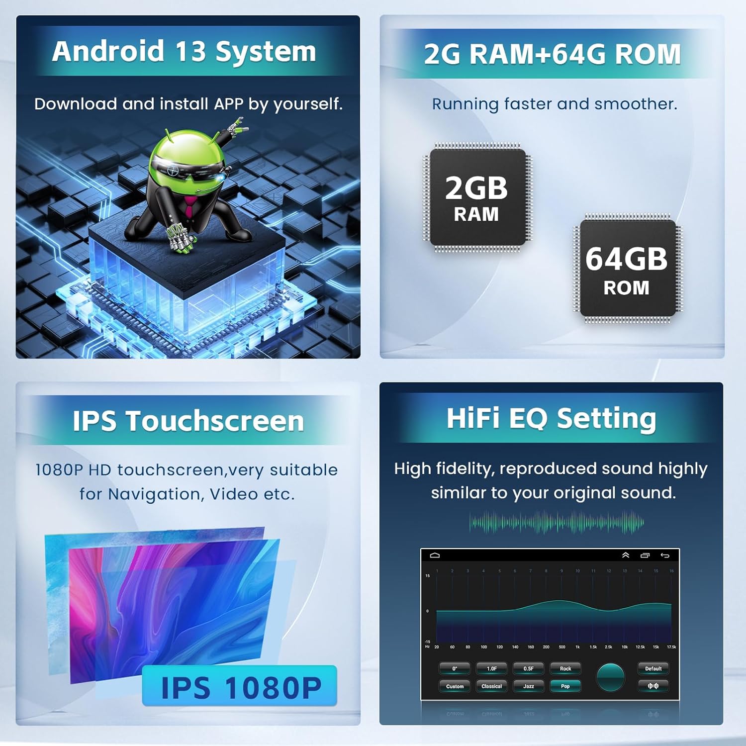 Hikity Android 13 Autoradio 9" per VW Golf, Polo, Passat - immagine 3