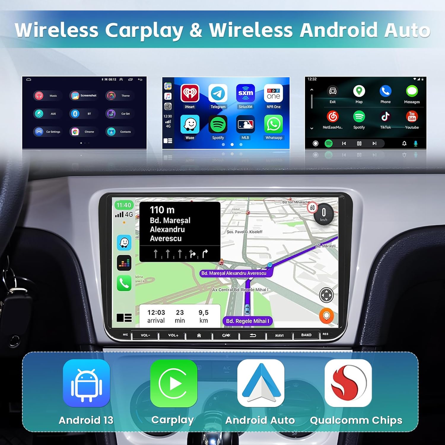 Hikity Android 13 Autoradio 9" per VW Golf, Polo, Passat - immagine 5