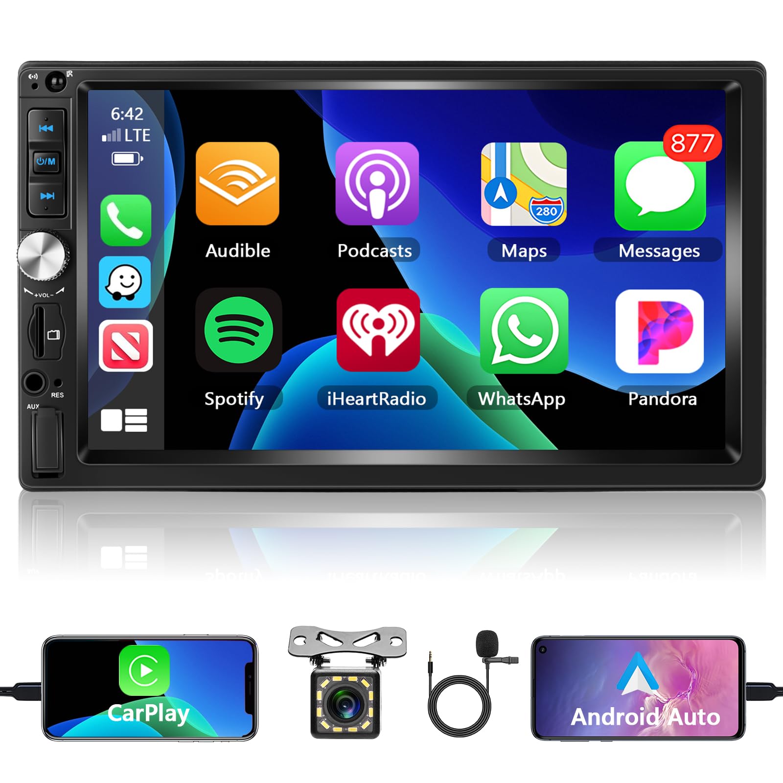 Motorsi Autoradio 2 Din con Carplay Android Auto 7"