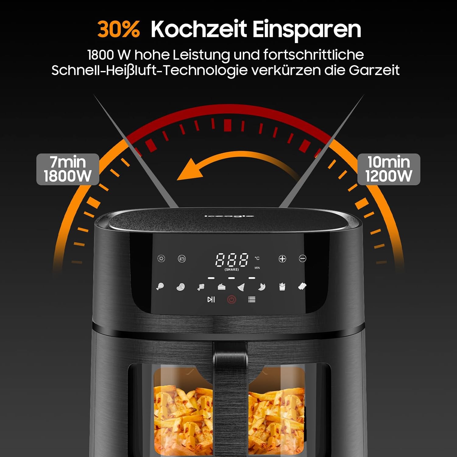 Iceagle Friggitrice ad Aria Calda 9L XXL 1800W - immagine 7