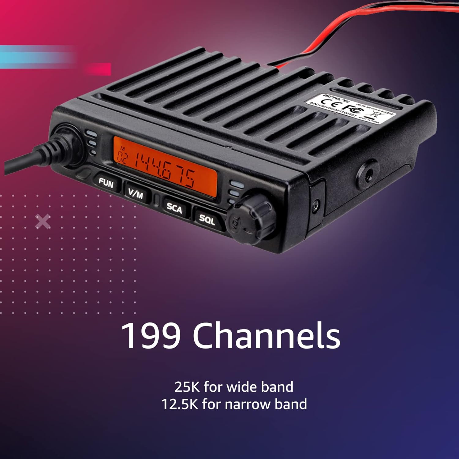 Retevis RT98 Ricetrasmettitore Mobile 199 Canali VHF, Nero - immagine 5