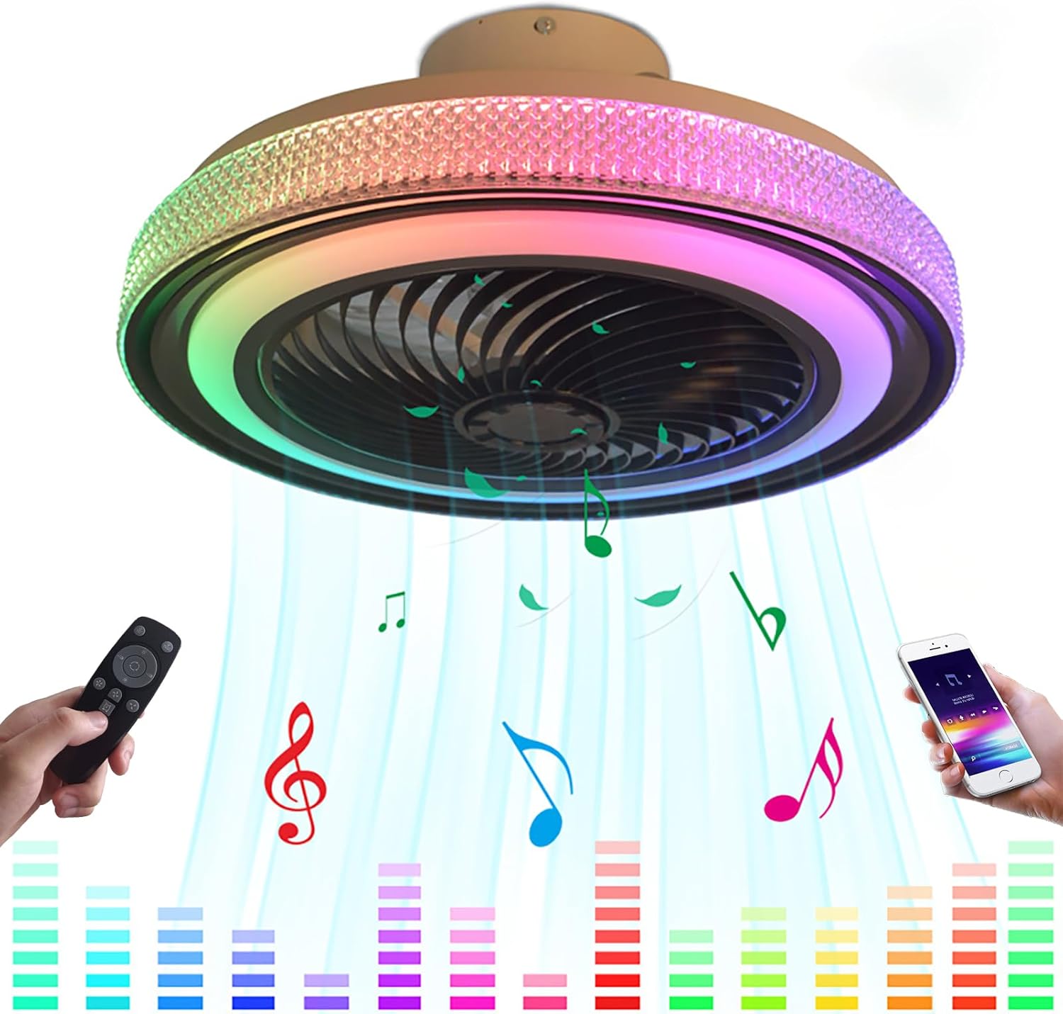Ventilatore da Soffitto con Luce RGB Bluetooth LED - immagine 1