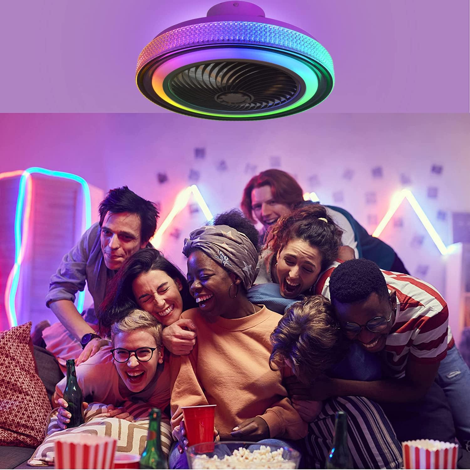 Ventilatore da Soffitto con Luce RGB Bluetooth LED - immagine 3