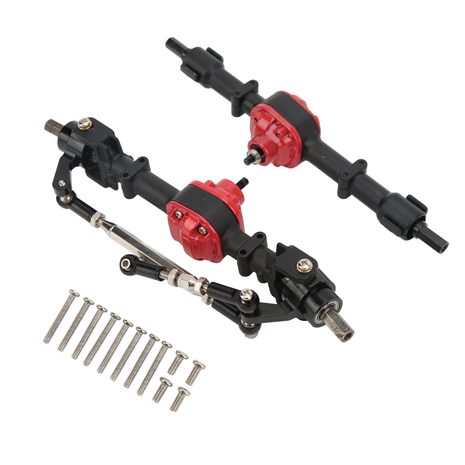 SUNGOOYUE Set di Assi per Auto 1/12 RC, Set di Assi Posteriori Anteriori in Metallo per Auto RC Parti di Aggiornamento per MN D90 D91 99S FJ45 RC Car(Nero Rosso)