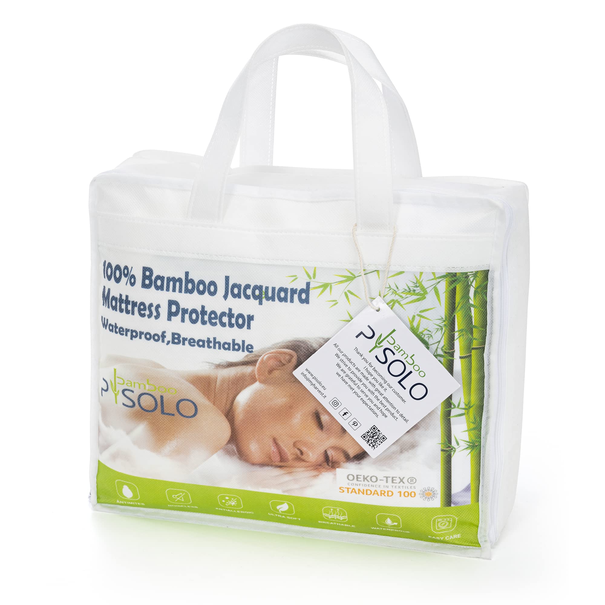 Pisolo Coprimaterasso Impermeabile in Bambù 160x200