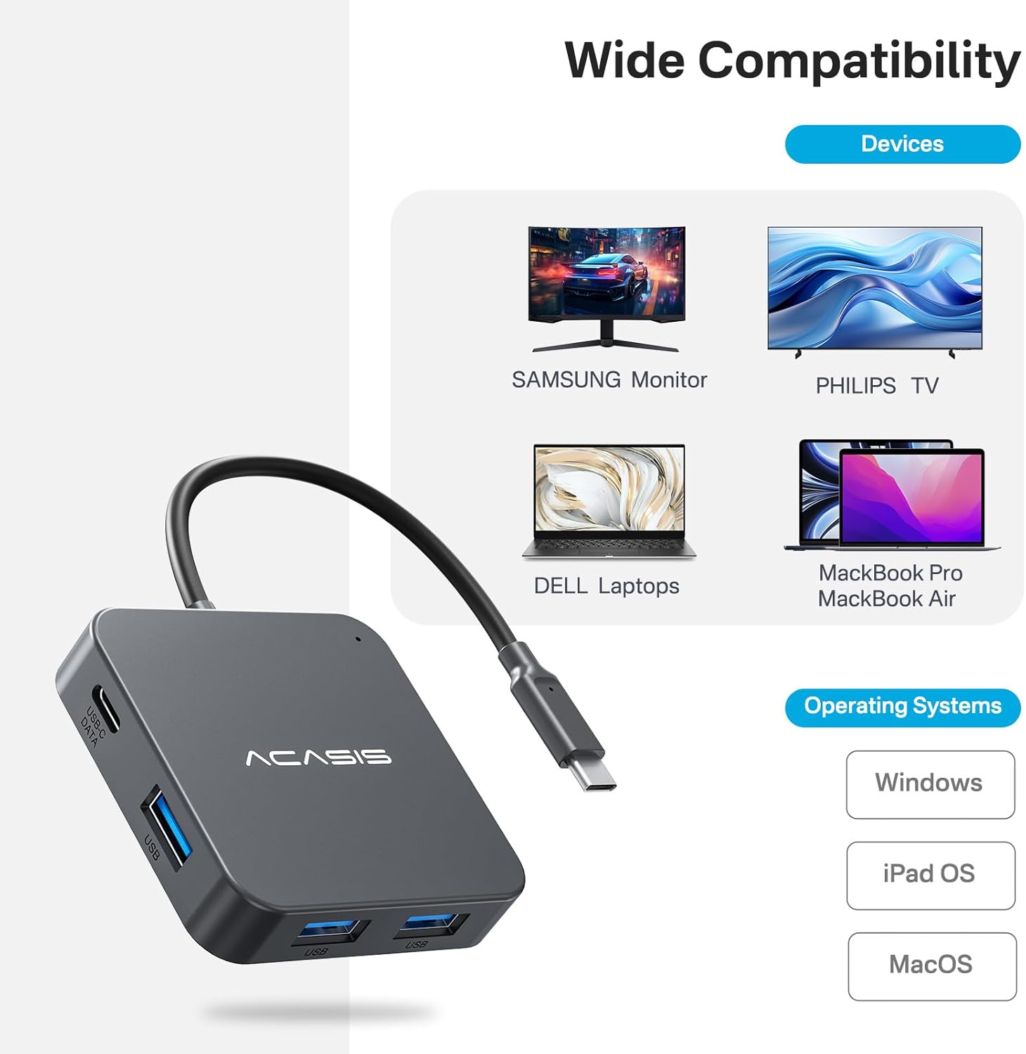 Hub USB-C 10Gbps con HDMI 4K60 e 3 USB-A 3.1 - immagine 6