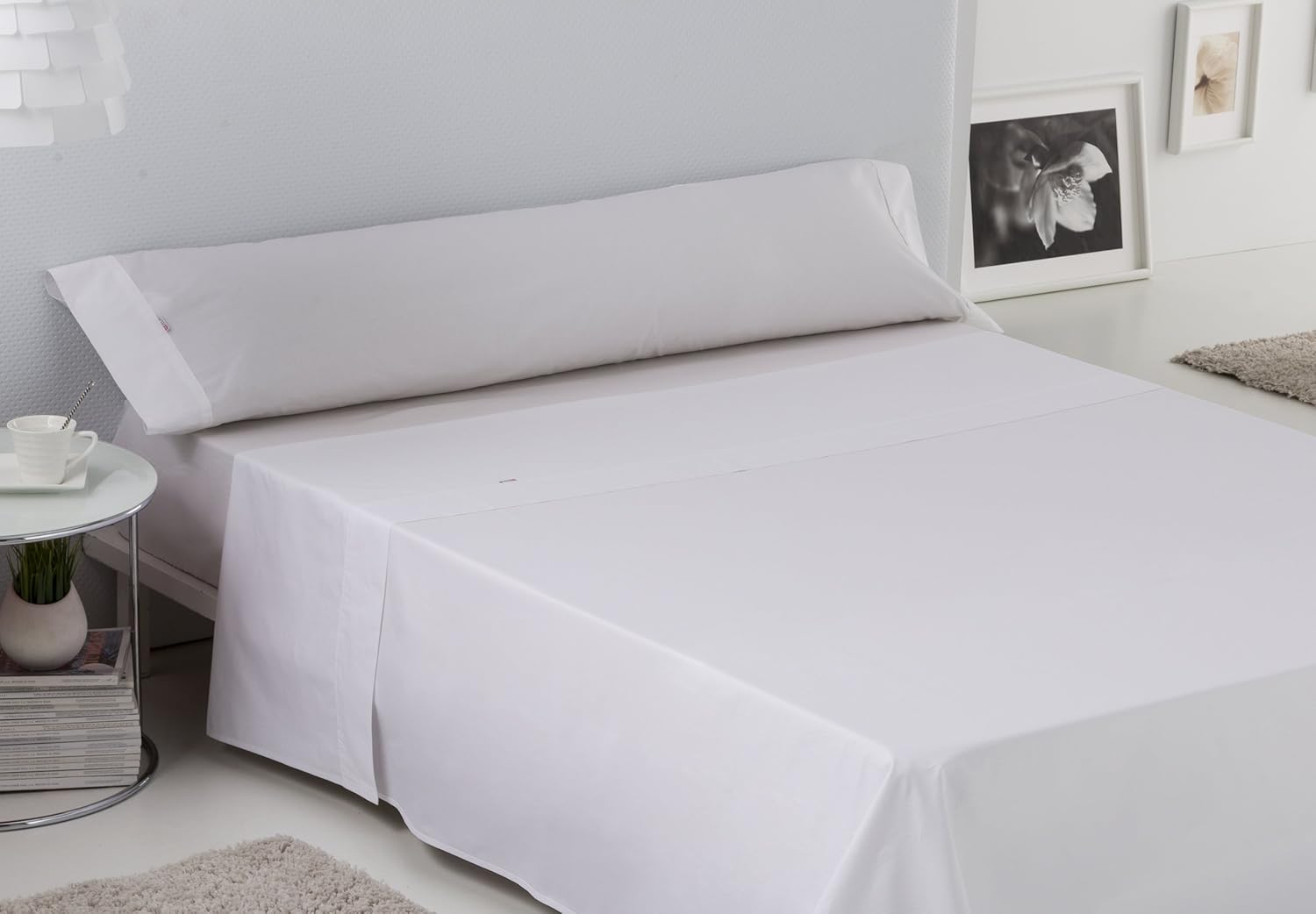 Juego de sábanas color blanco Cama de 105 (3 piezas) - 100% algodón - 200 hilos - immagine 2