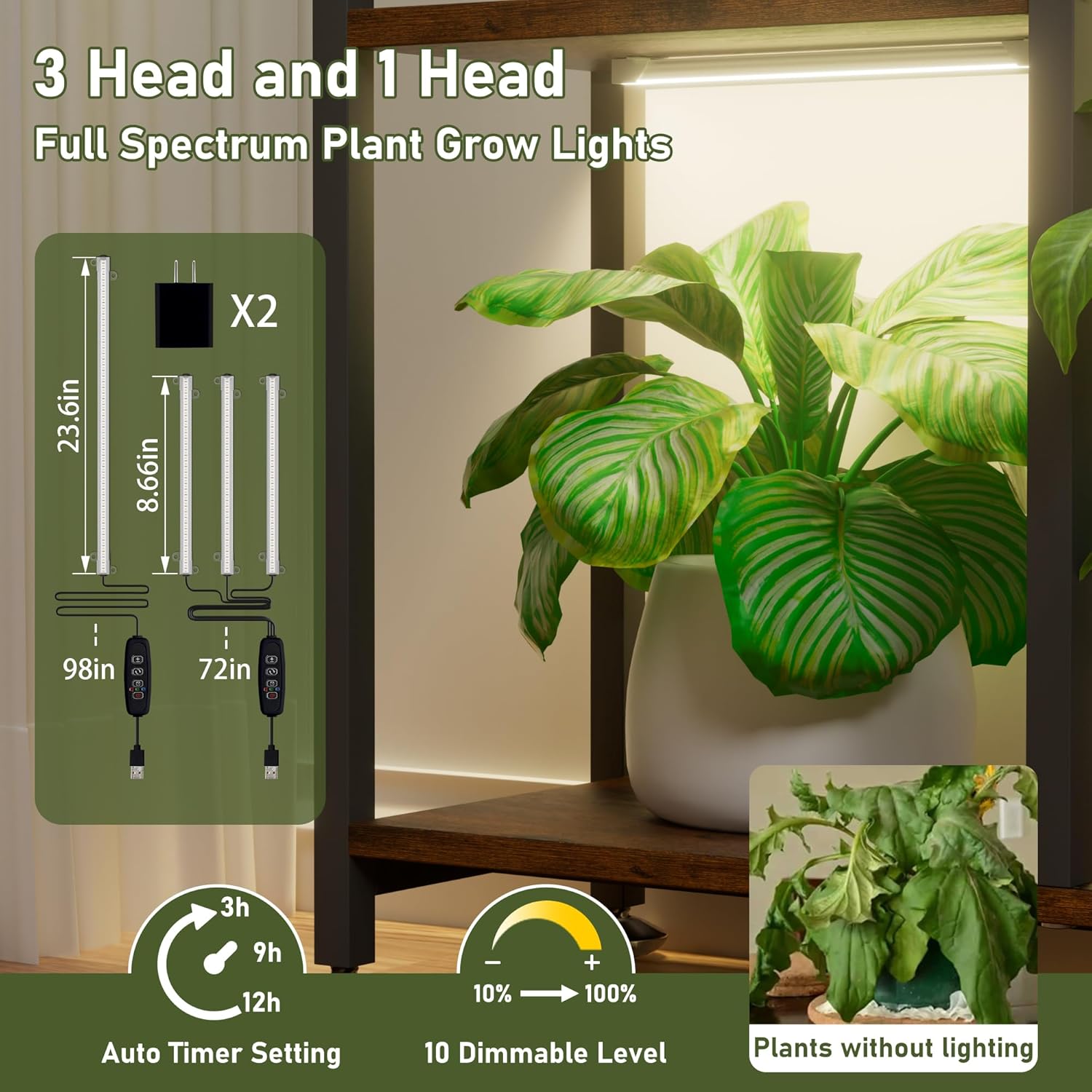 Codace Supporto Piante Interno con Luce Crescente 180cm - immagine 2