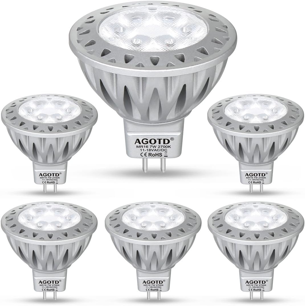 Agotd Lampadina LED GU5.3 MR16 7W Bianco Caldo