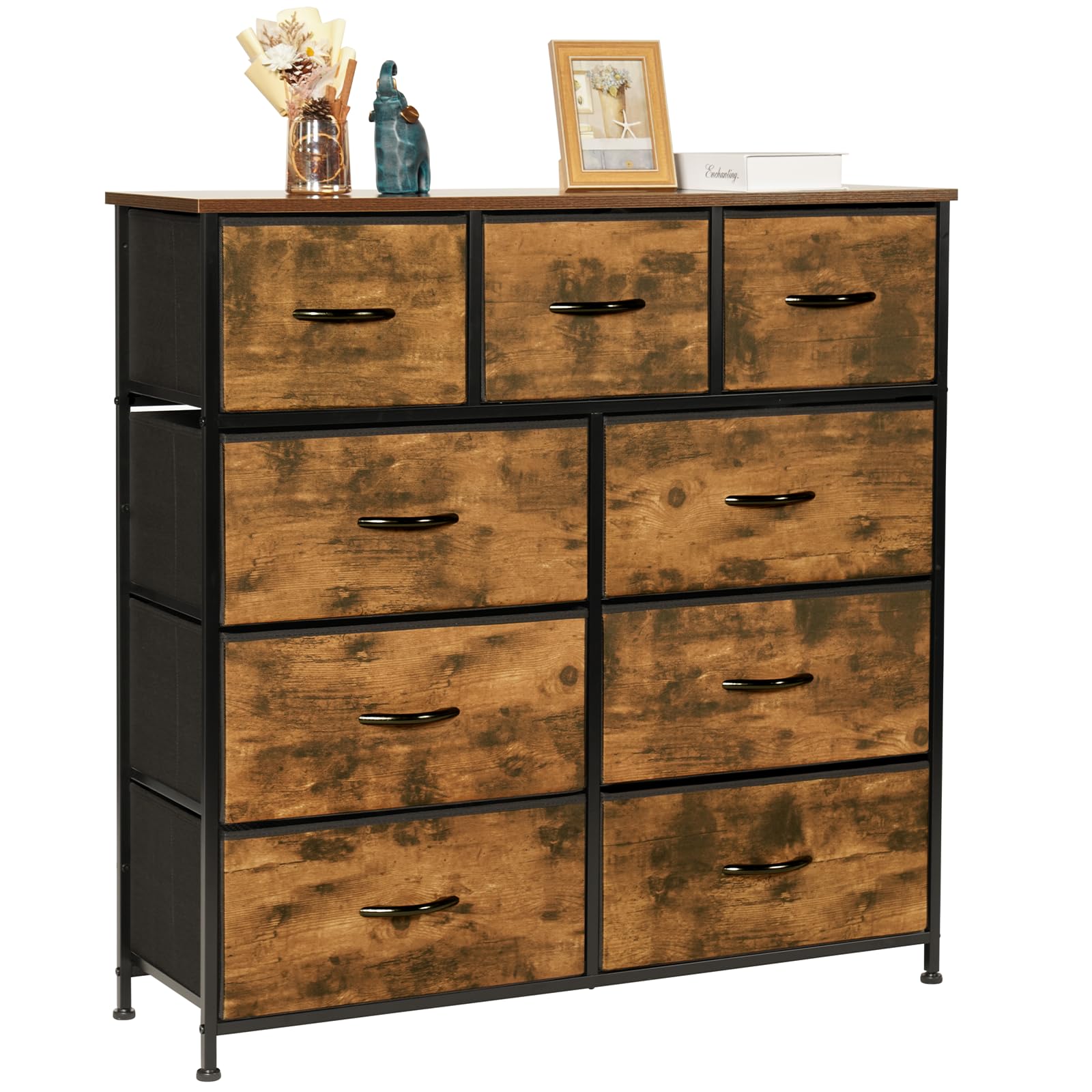 Lyncohome Comò Cassettiera con 9 Cassetti in Tessuto