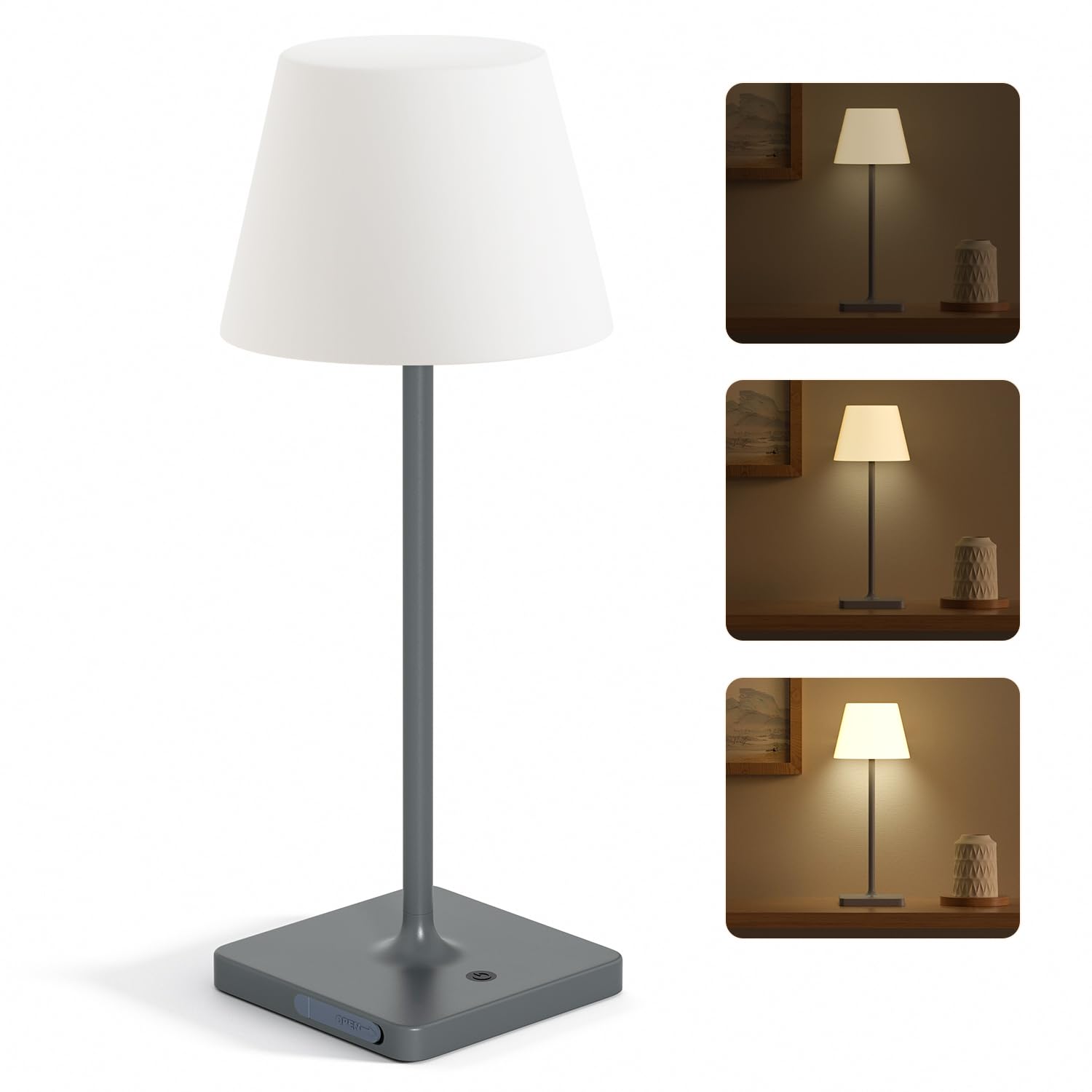 gabless Lampada da Tavolo LED con Batteria 4000mAh, Grigio