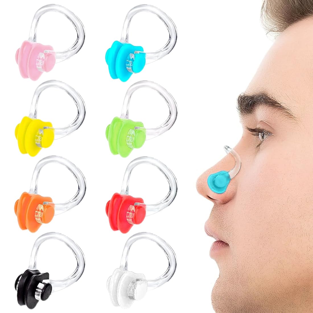 8 Pezzi Tappi per Naso Nuoto Naso Clip Nuoto Naso Protettore, Tappanaso Nuoto Sincronizzato, Tappanaso per Piscina in Silicone, Tappo Naso Piscina in Silicone per Nuoto