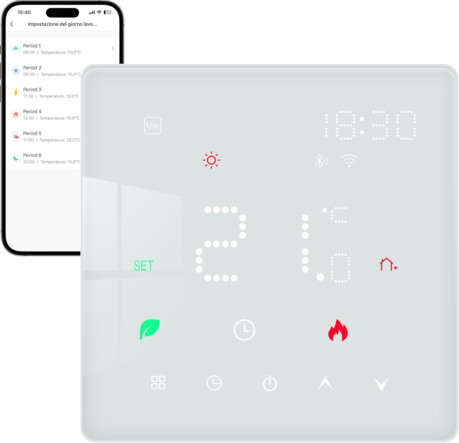 Termostato Caldaia Wifi Smart Digitale 220V 3A, Bianco - immagine 1