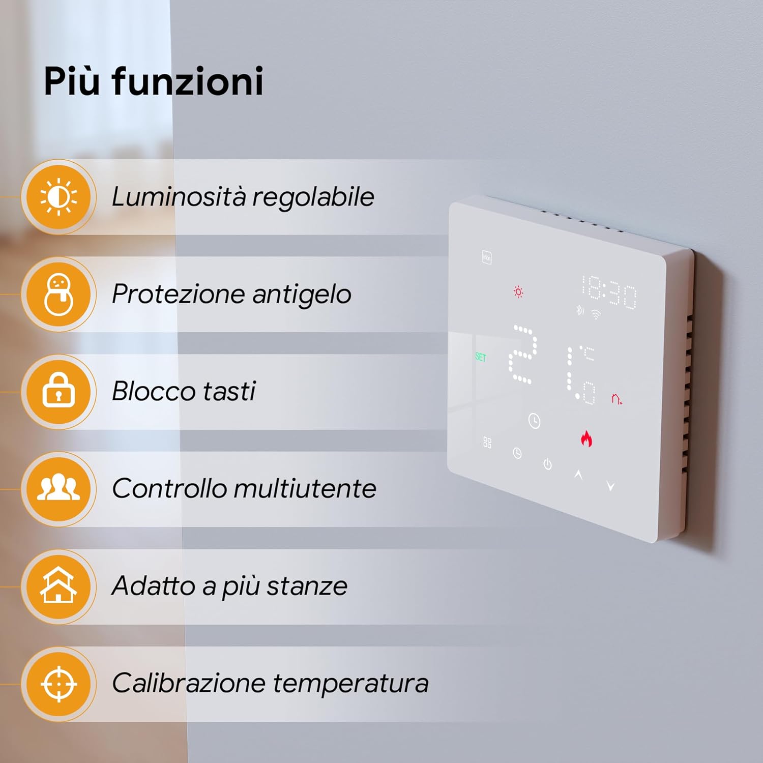 Termostato Caldaia Wifi Smart Digitale 220V 3A, Bianco - immagine 4