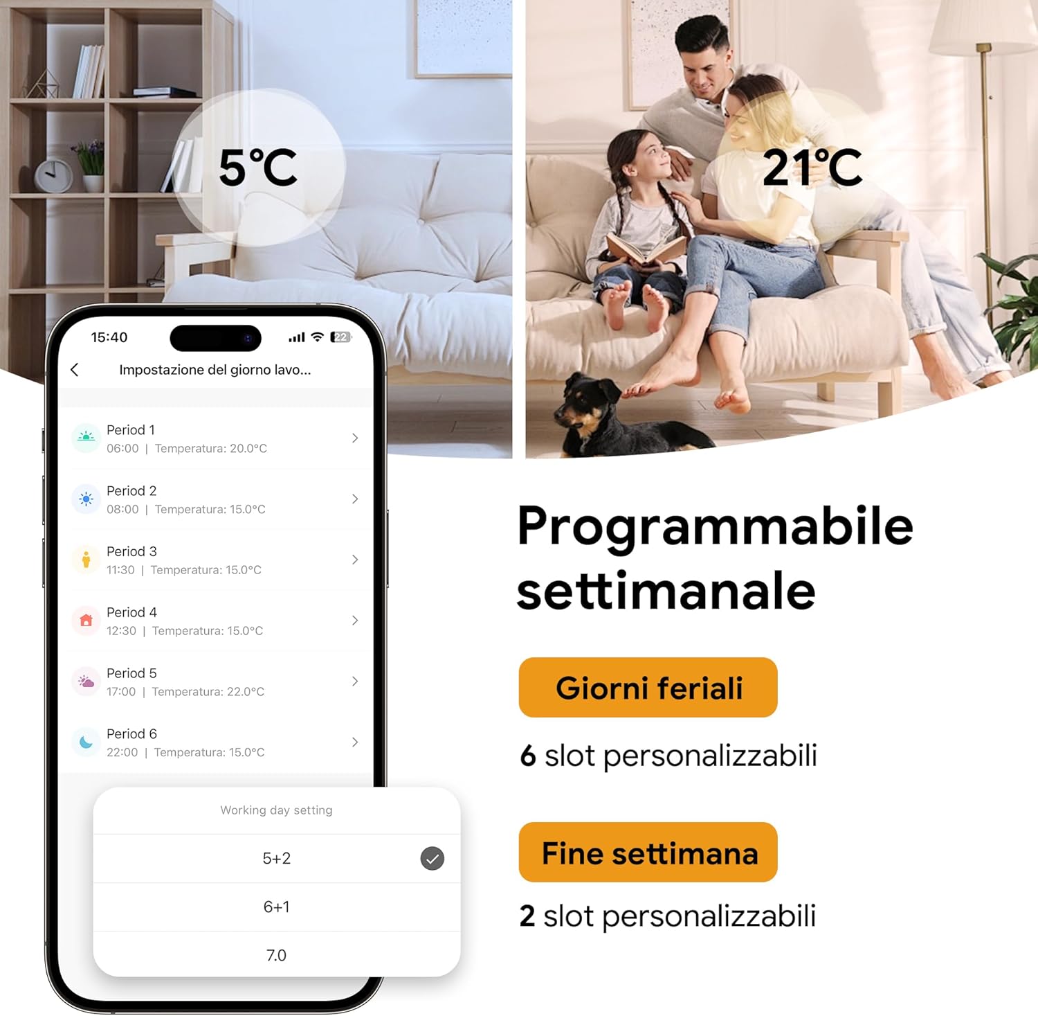 Termostato Caldaia Wifi Smart Digitale 220V 3A, Bianco - immagine 5