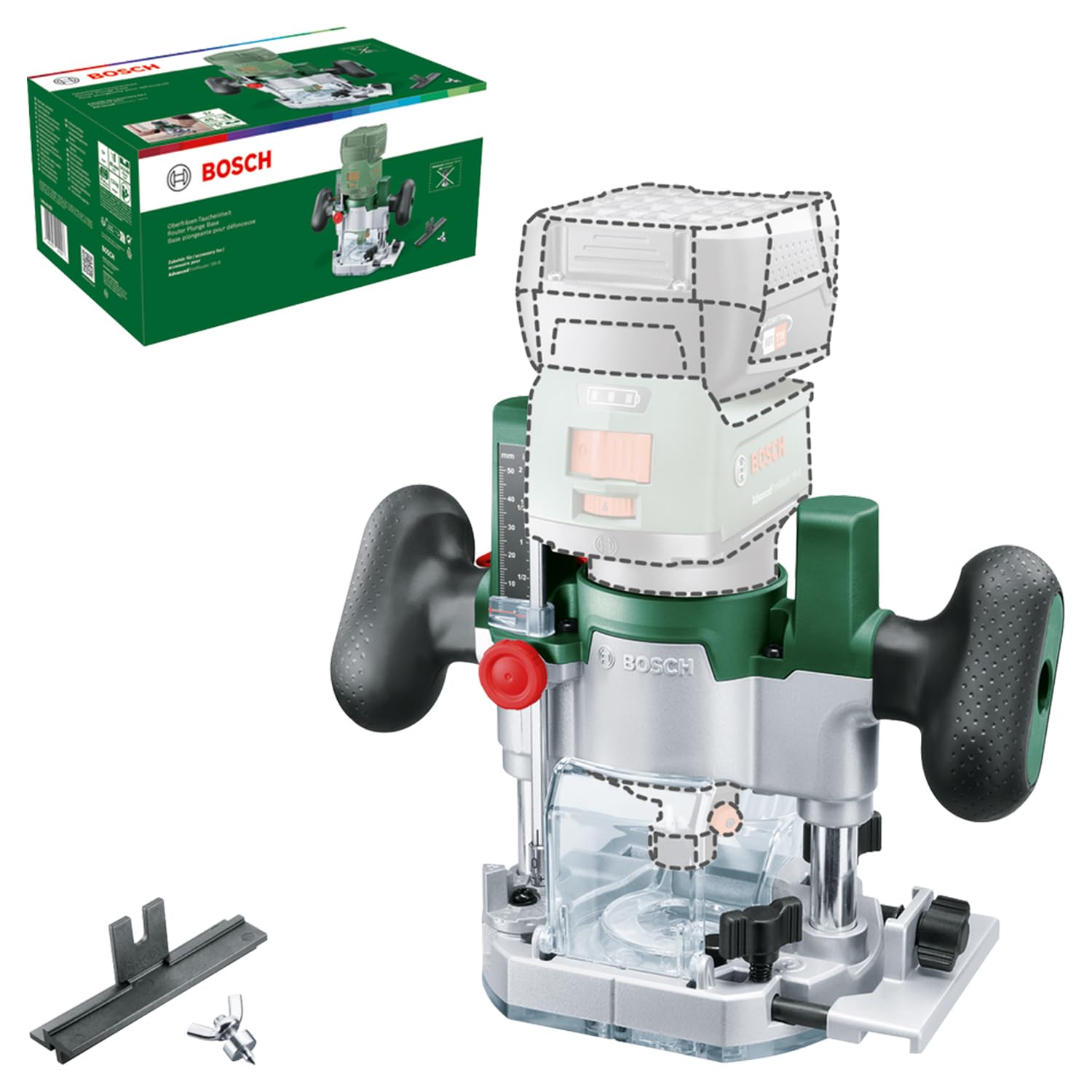 Bosch Home and Garden Base a immersione per fresatrice compatibile con l'AdvancedTrimRouter 18V-8, la fresatura di incisioni e tasche