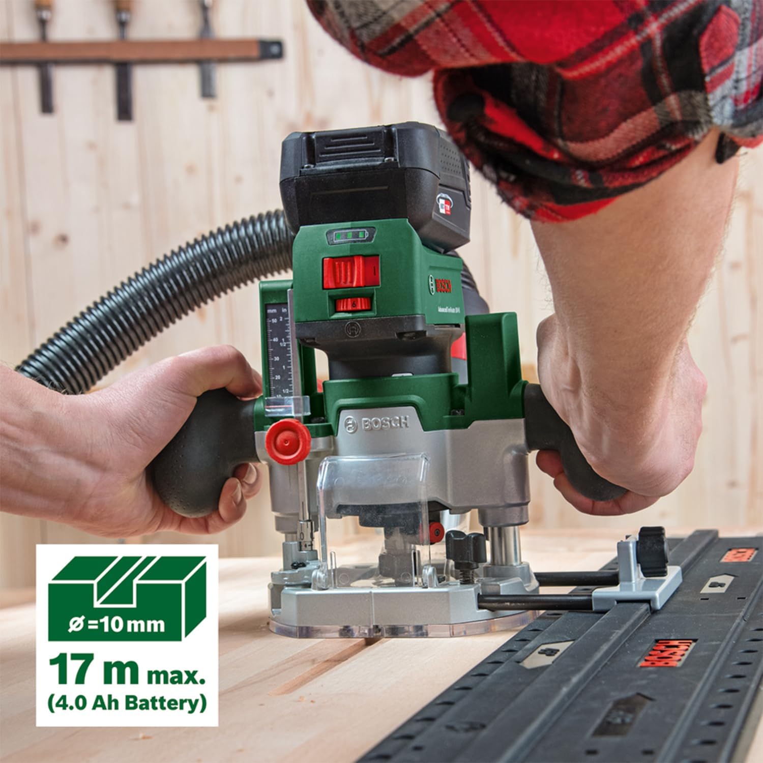 Bosch Home and Garden Base a immersione per fresatrice compatibile con l'AdvancedTrimRouter 18V-8, la fresatura di incisioni e tasche - immagine 4