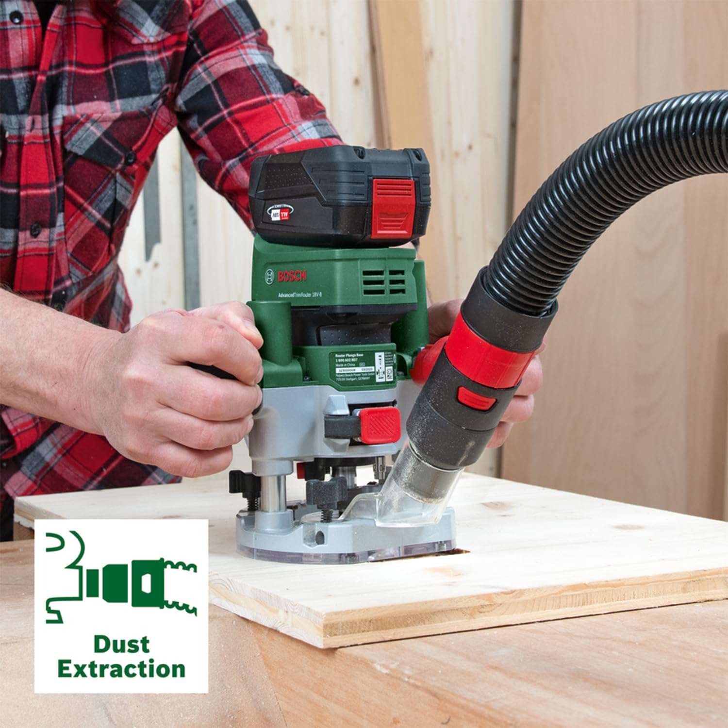 Bosch Home and Garden Base a immersione per fresatrice compatibile con l'AdvancedTrimRouter 18V-8, la fresatura di incisioni e tasche - immagine 5