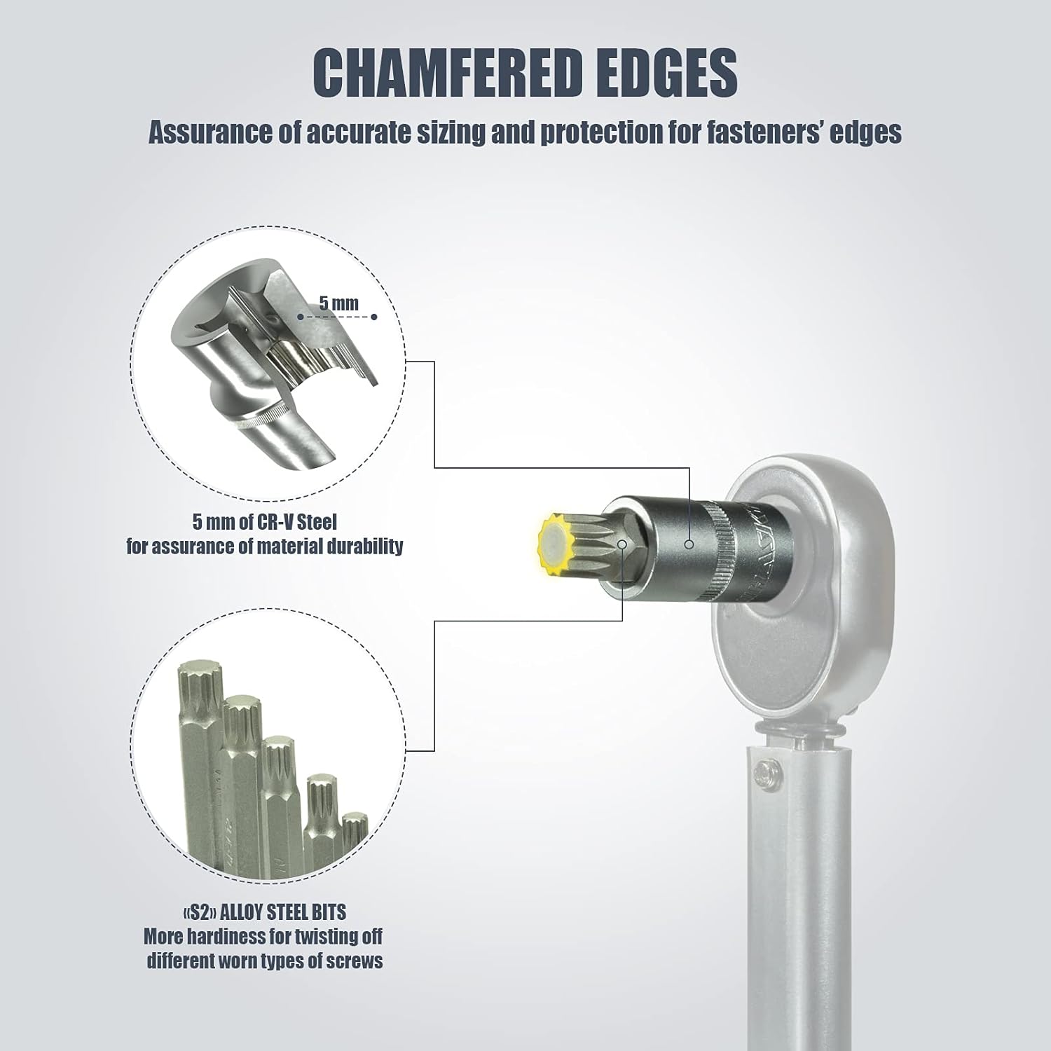 Haskyy Set 26 Chiavi a Bussola con Cricchetto XZN - immagine 5