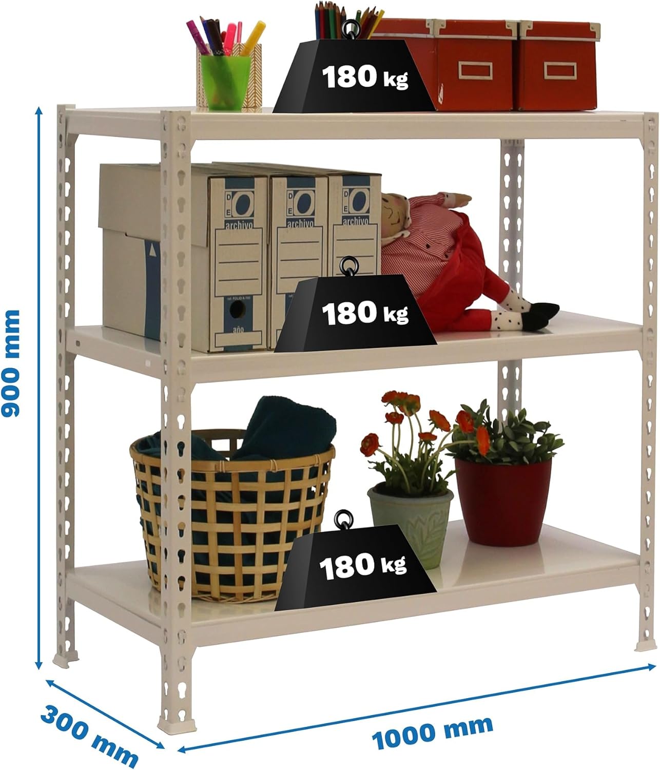 Simon Rack Étagère Rangement Simonclick 3 livelli, Bianca - immagine 3