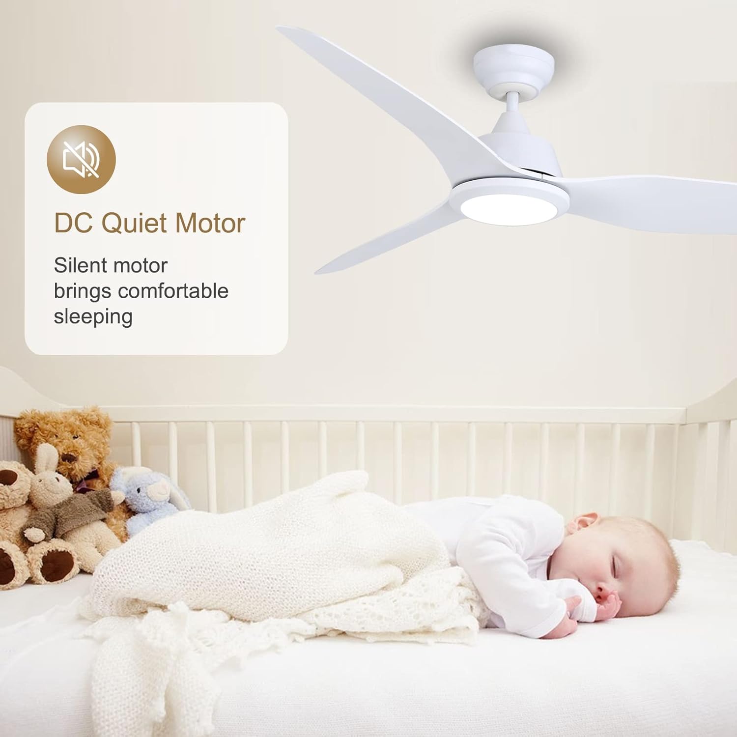 Ventilatore da Soffitto con Lampada e Telecomando 142cm, Bianco - immagine 6