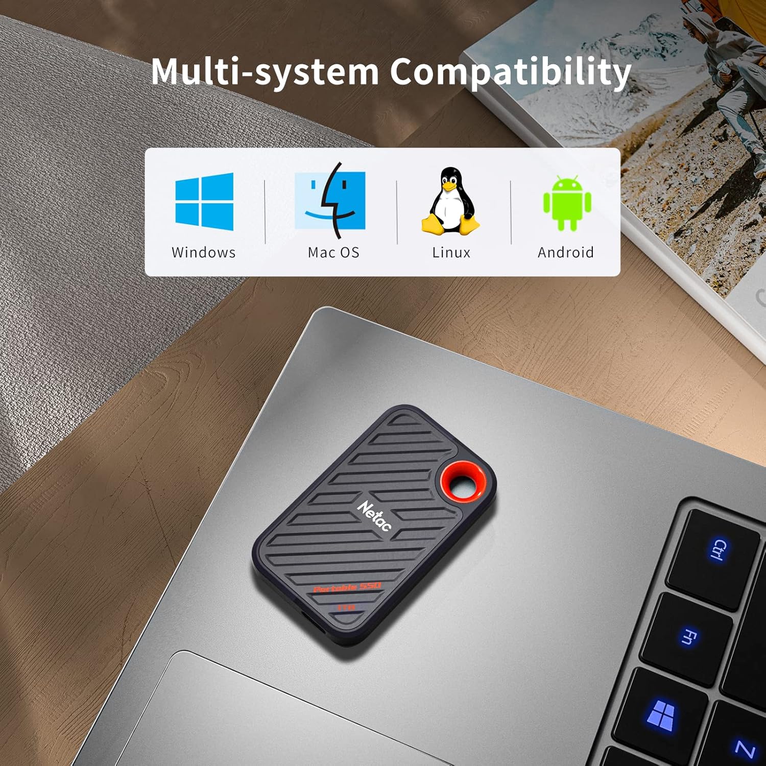 Netac ZX20 Extreme 1TB SSD NVMe Portatile USB 3.2 Gen 2x2, Nero - immagine 5