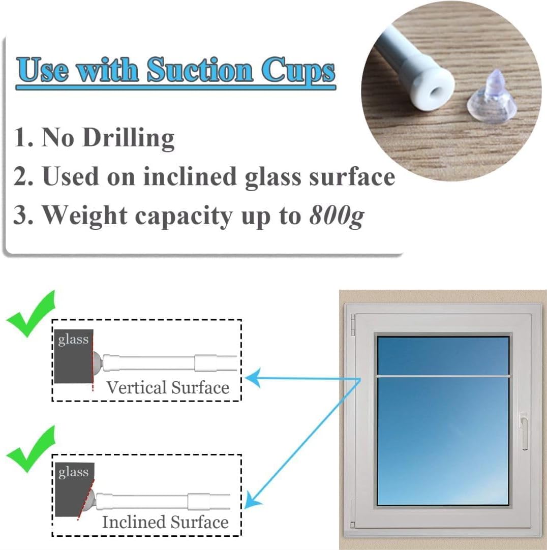 Bacchette per Tende a Vetro Senza Forare (2 Pezzi) - Bianco - immagine 3