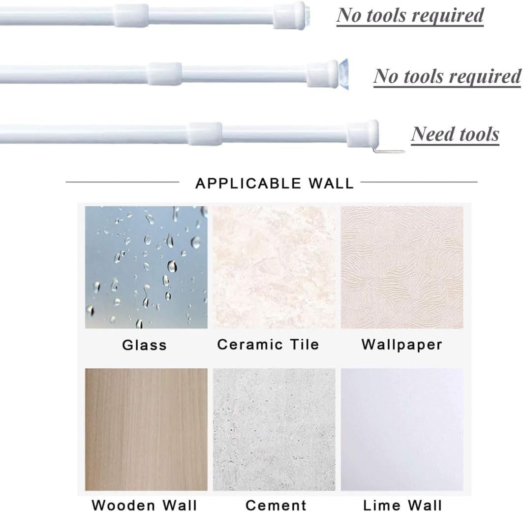 Bacchette per Tende a Vetro Senza Forare (2 Pezzi) - Bianco - immagine 4