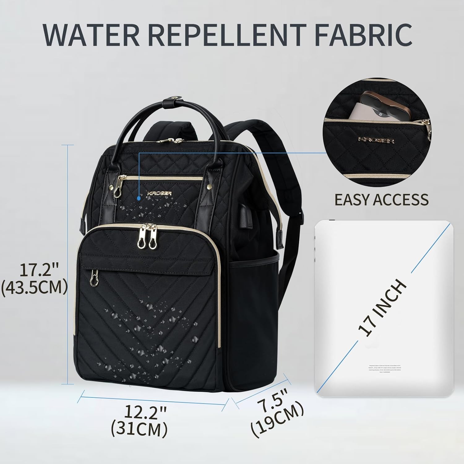 KROSER Zaino per Laptop con Porta USB - immagine 2