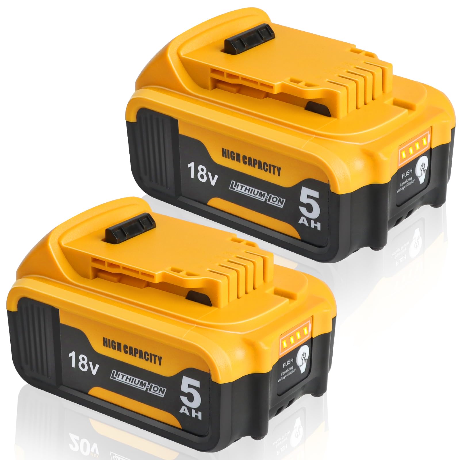 Waitley DCB184 - 2 Batterie 5.0Ah per Dewalt 18V
