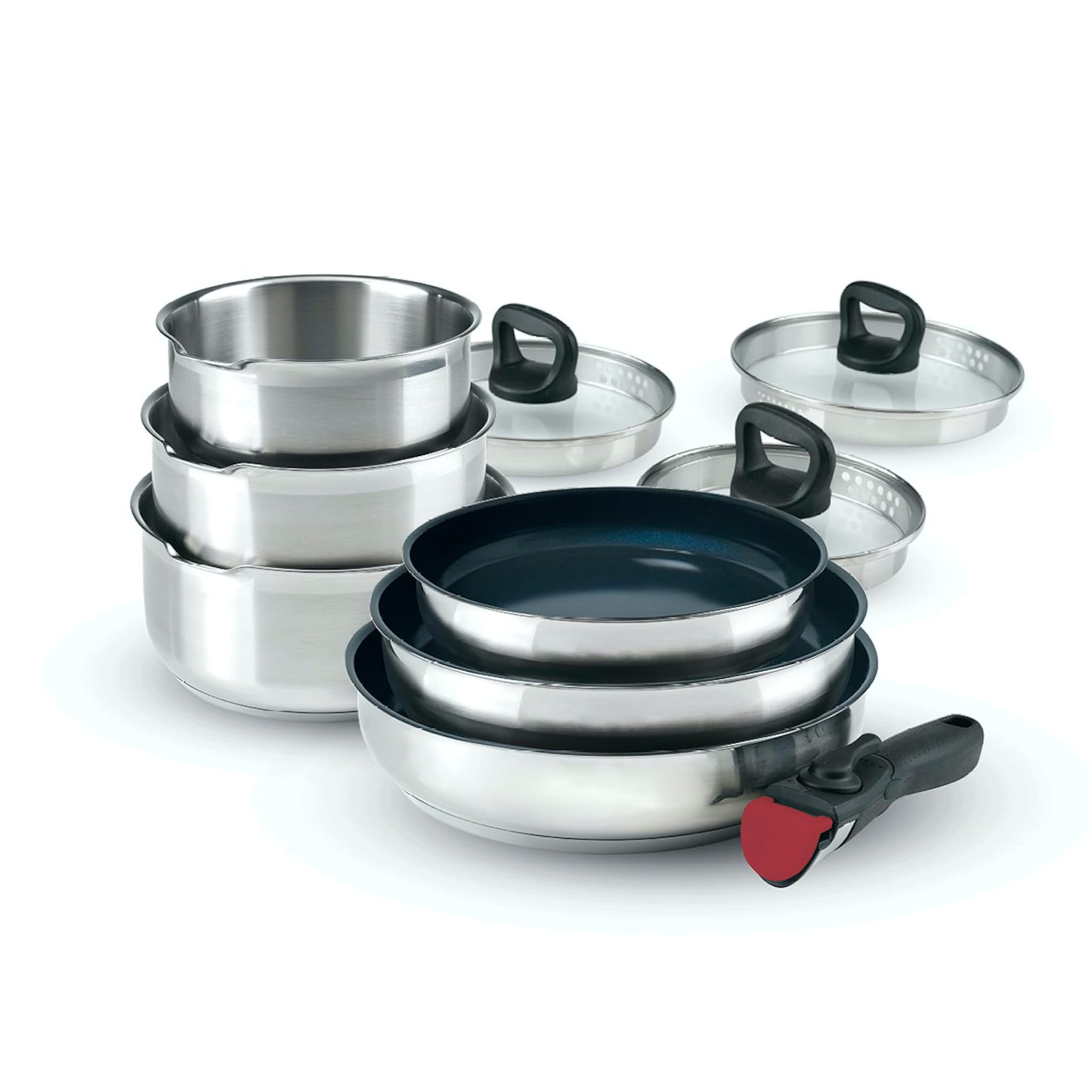 Qdesign Batteria Cucina Induzione 10 Pezzi Acciaio Inox