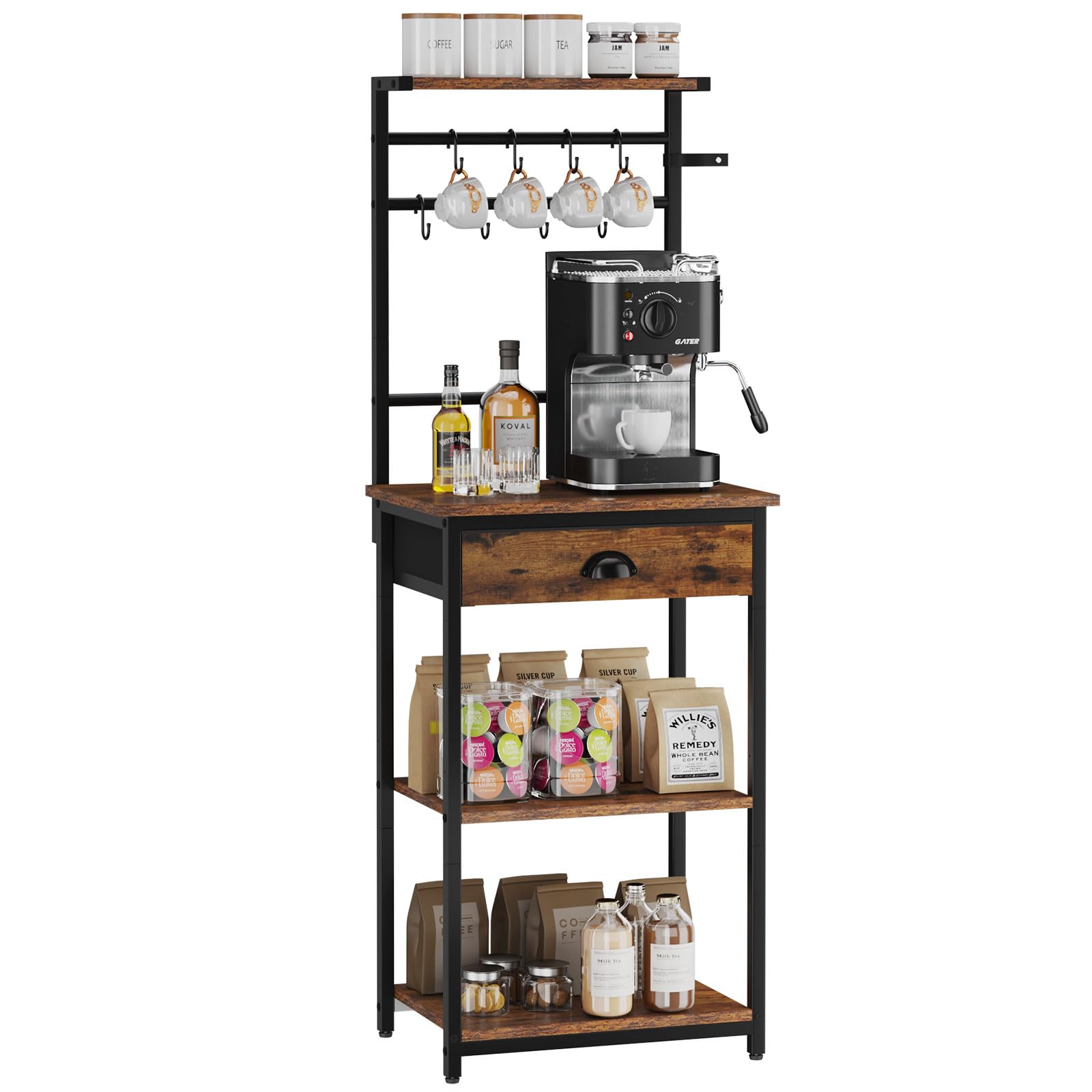 Ymyny Scaffale da Cucina 5 Livelli - Porta-caffè in Legno