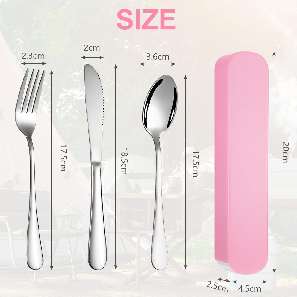 Hotut Set Posate Acciaio Inox 3 Pezzi con Borsa - immagine 2