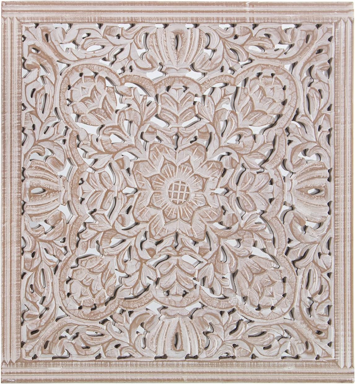 RETABLO MADERA CALADO C/ESPEJO60X60CM NATURAL 60X2,5X60CM, MADERA: DM