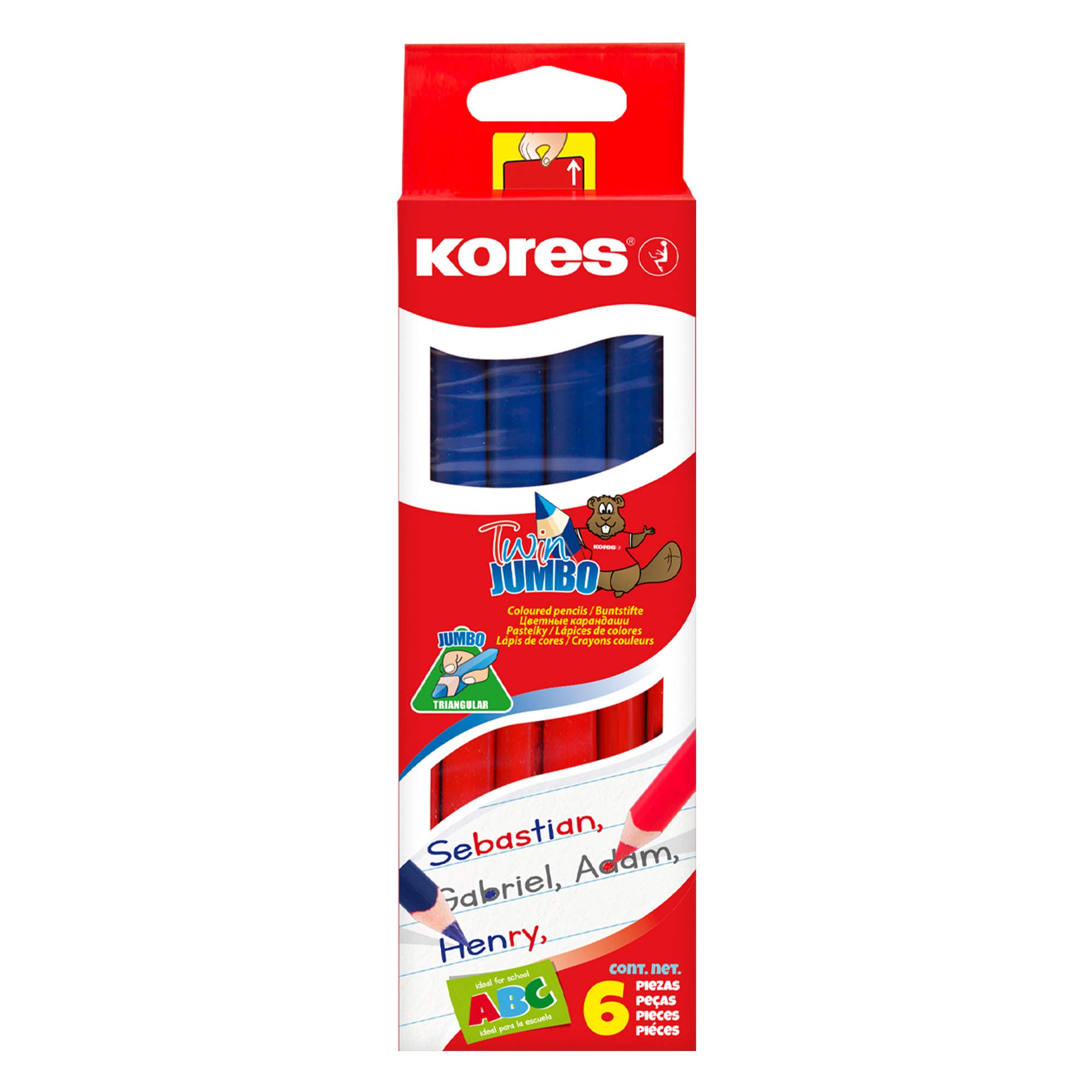 Kores Twin Jumbo - Matita Bicolore Rosso e Blu (6 Pezzi)