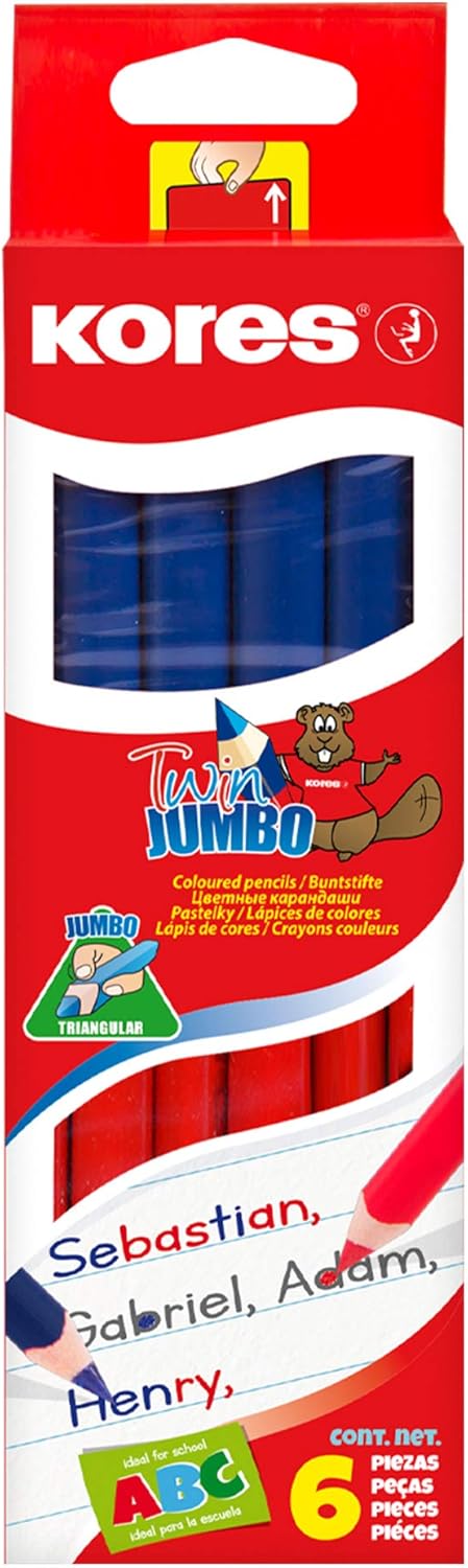 Kores Twin Jumbo - Matita Bicolore Rosso e Blu (6 Pezzi) - immagine 1