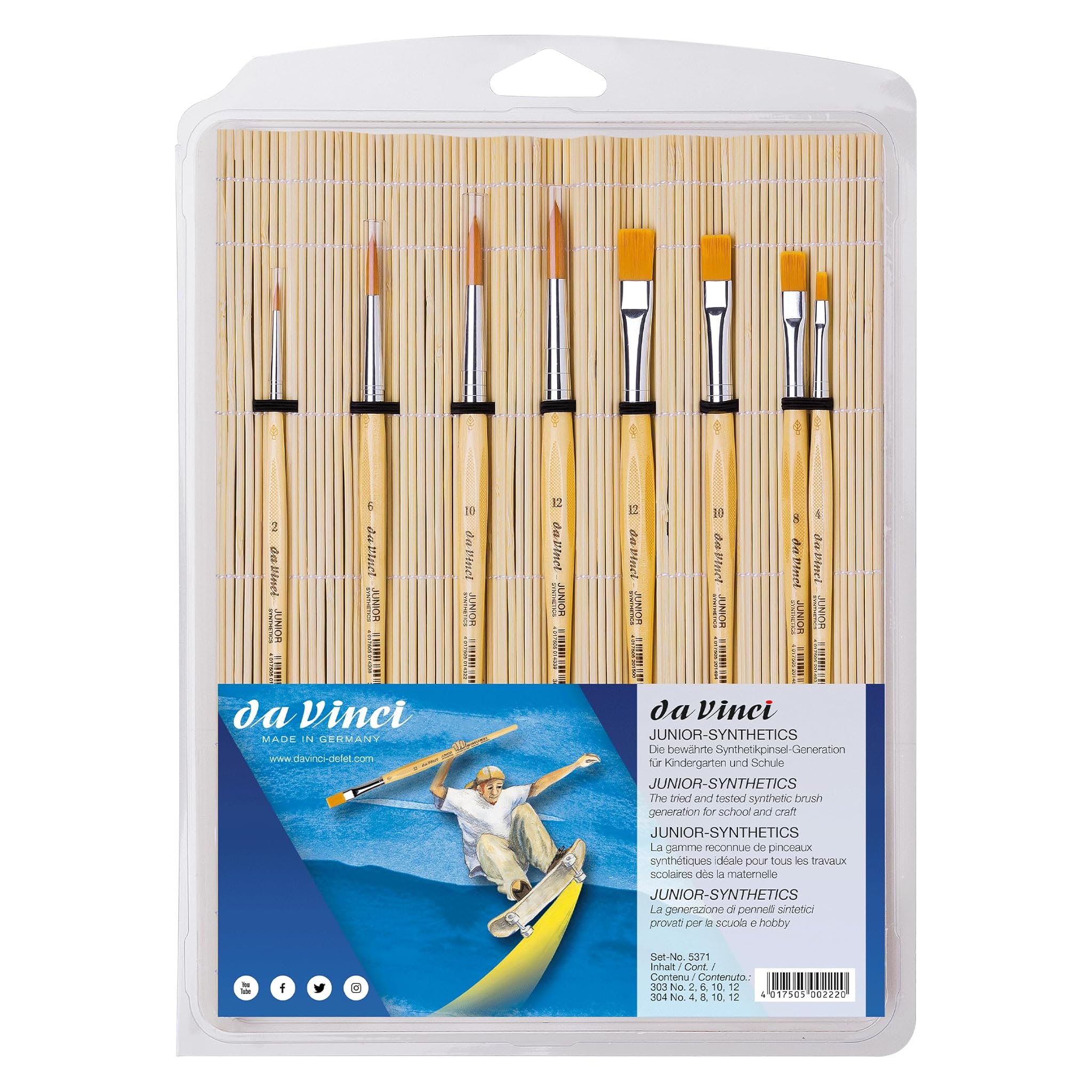 da Vinci 5371 Set di pennelli scolastici, Sintetico bambù Legno, 1