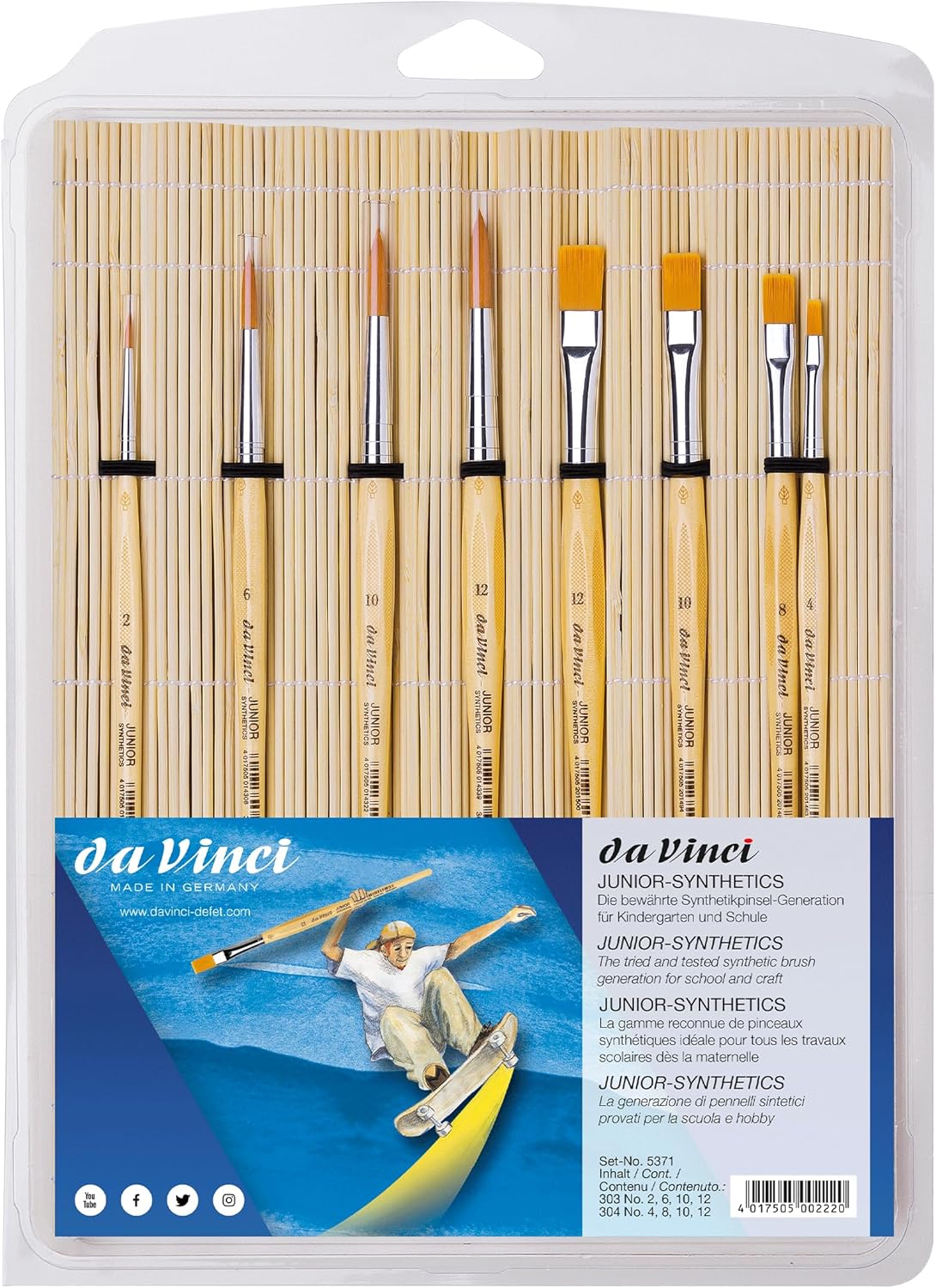 da Vinci 5371 Set di pennelli scolastici, Sintetico bambù Legno, 1 - immagine 1