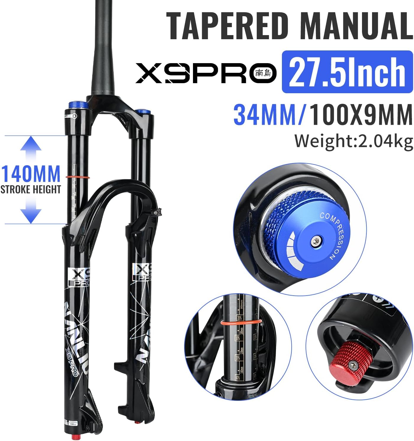 NANLIO Sospensione Forcella Bici X9 PRO 34MM MTB - immagine 2