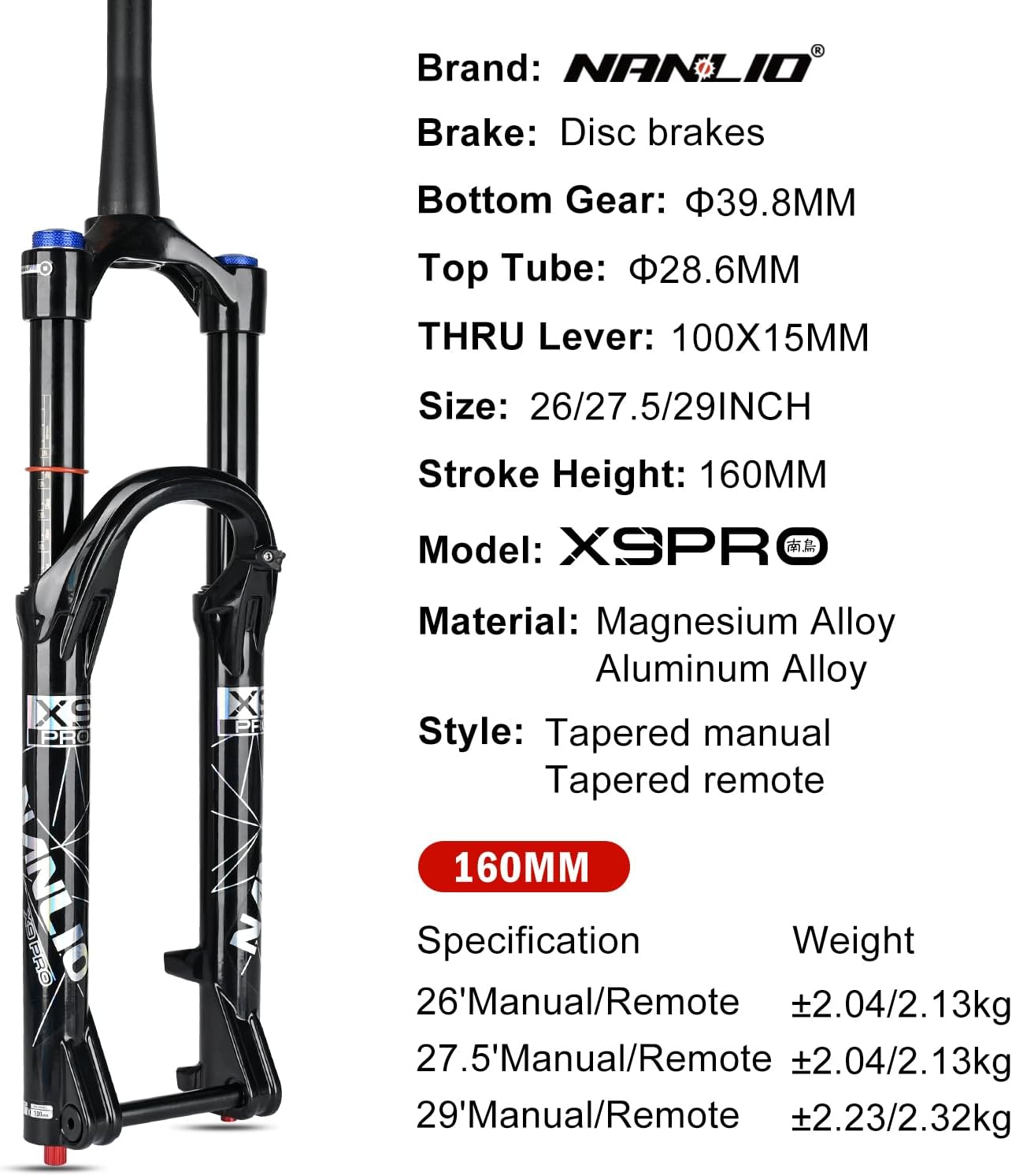 NANLIO Sospensione Forcella Bici X9 PRO 34MM MTB - immagine 3